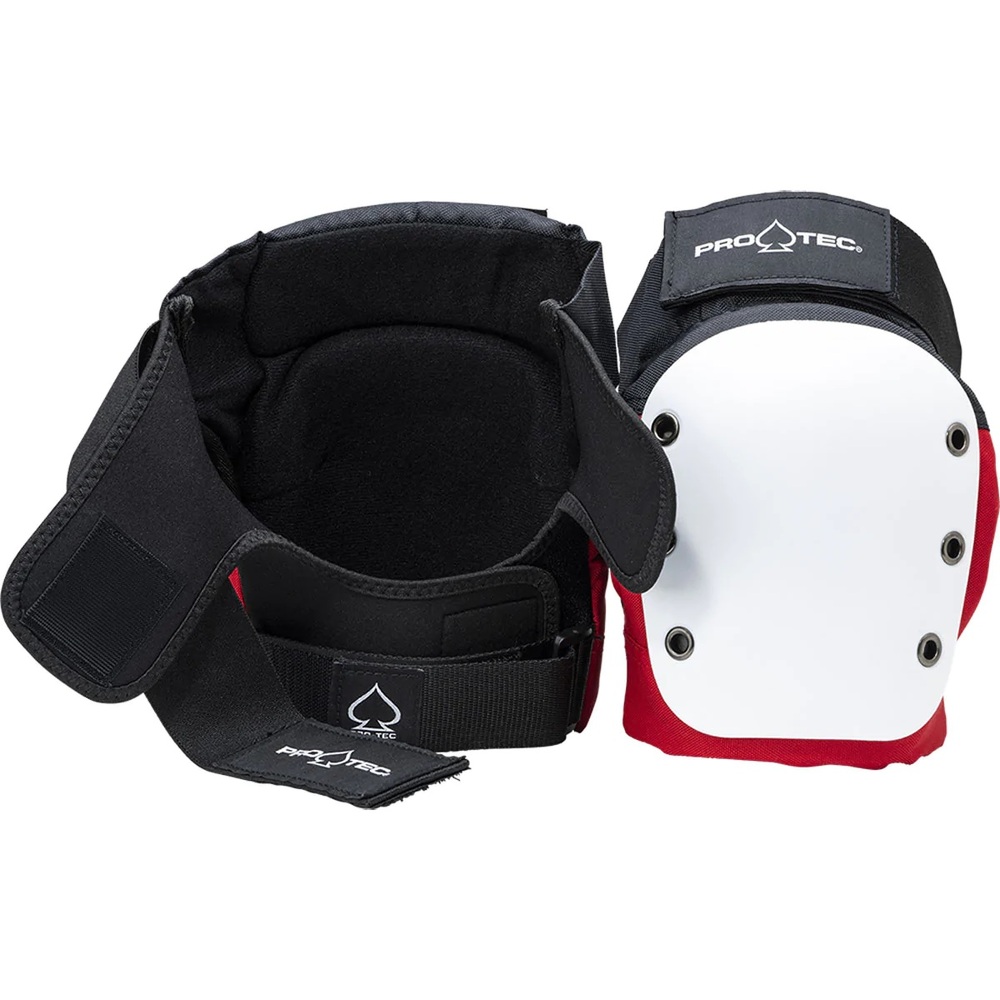 Protec Street Red White Black Protective Knee And Elbow Pad Set