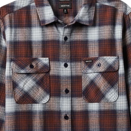 Brixton Bowery LW Ultra Flannel Washed Navy Dusty Blue Button Up Shirt