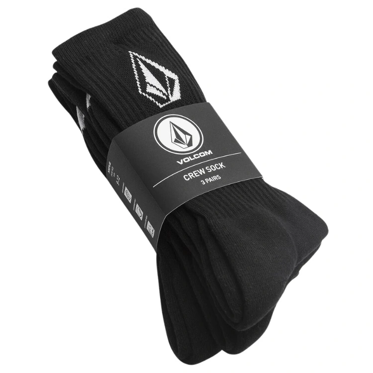 Volcom Full Stone Black 3 Pack Socks