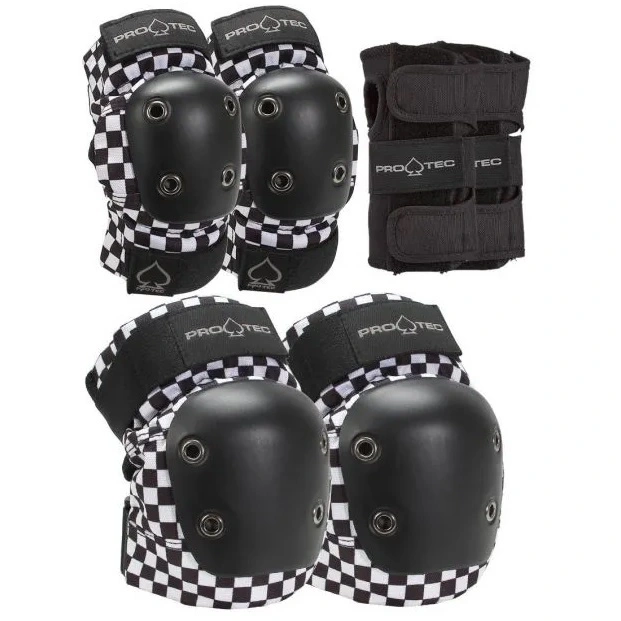 Protec Knee Elbow Wrist Street 3 Pack Checker Youth Protective Pad Set [Size: Youth S]