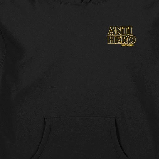 Anti Hero Lil Black Hero Embroidered Black Hoodie [Size: L]