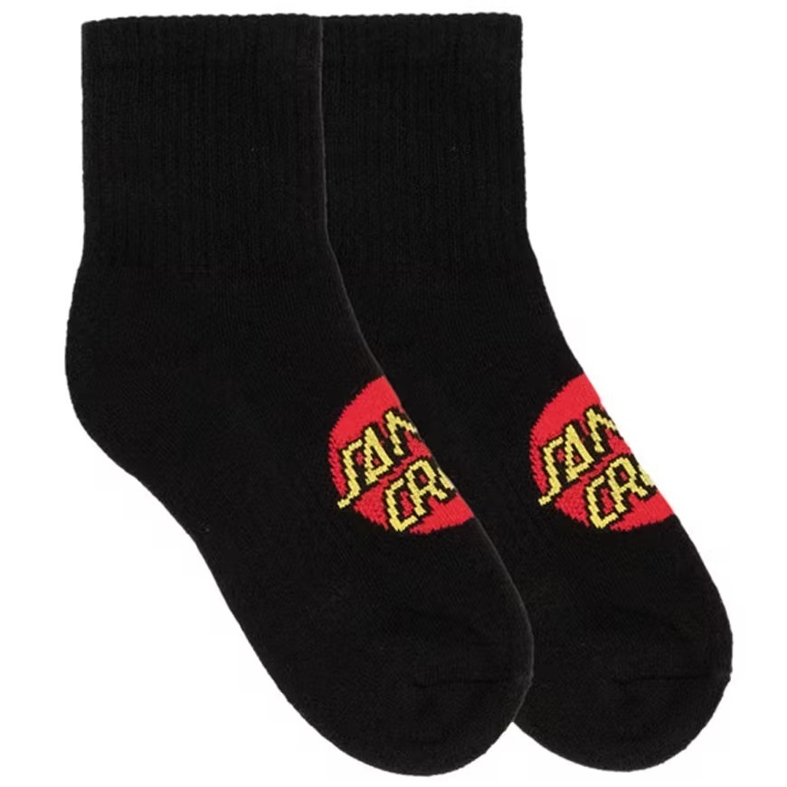 Santa Cruz Classic Dot Mid Crew Youth Black 2 Pack Socks