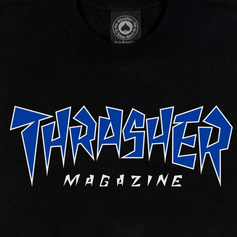 Thrasher Jagged Logo Black Crew Jumper [Size: S]