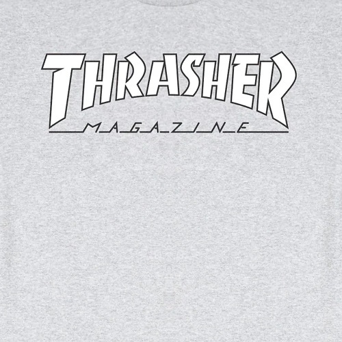 Thrasher Outlined Grey White T-Shirt [Size: S]