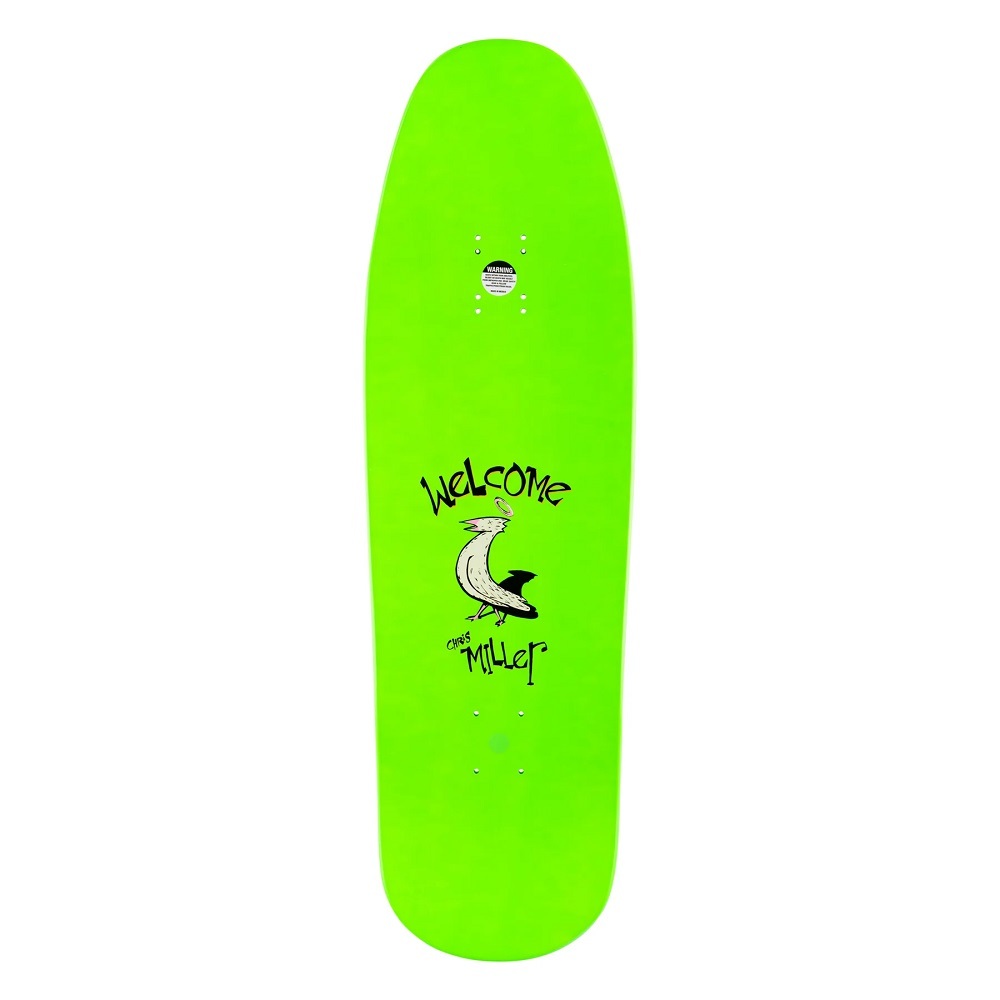 Welcome Sleeping Cat On Gaia Neon Green Dip 9.6 Skateboard Deck