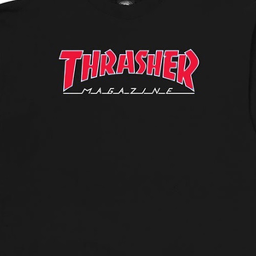 Thrasher Outlined Black Red Crew Jumper