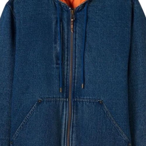 Brixton Builders Medium Wash Indigo Hooded Zip Jacket