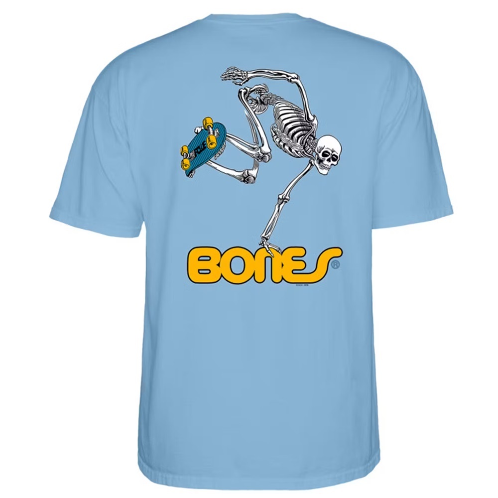 Powell Peralta Skate Skeleton Baby Blue T-Shirt [Size: M]