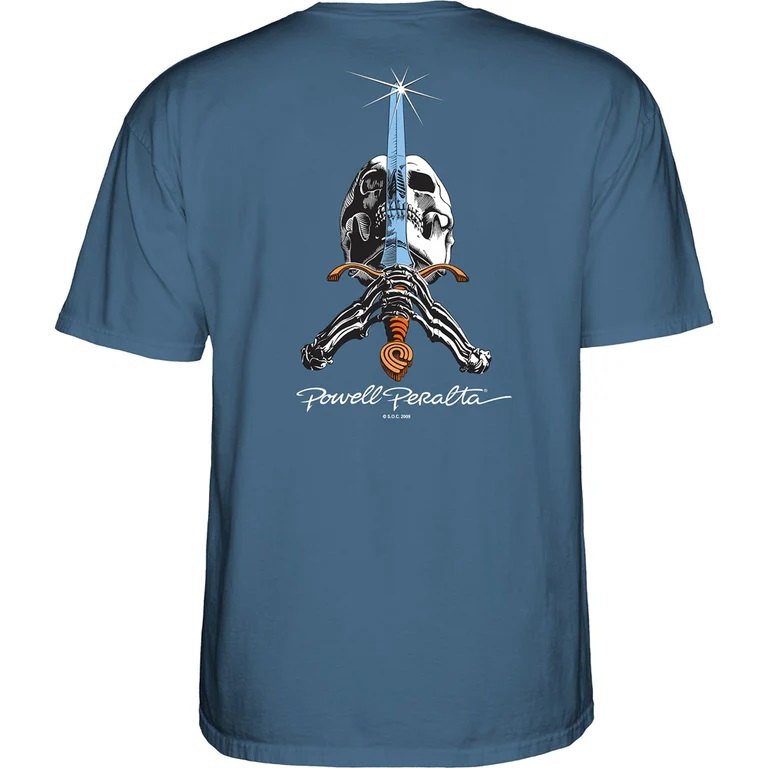 Powell Peralta Skull & Sword Indigo Blue T-Shirt [Size: L]