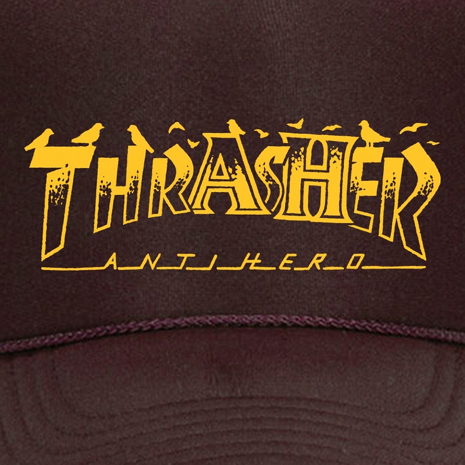 Thrasher X Antihero Pigeon Mag Brown Trucker Hat