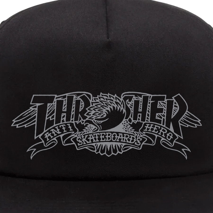 Thrasher X Antihero Mag Banner Black Snapback Hat