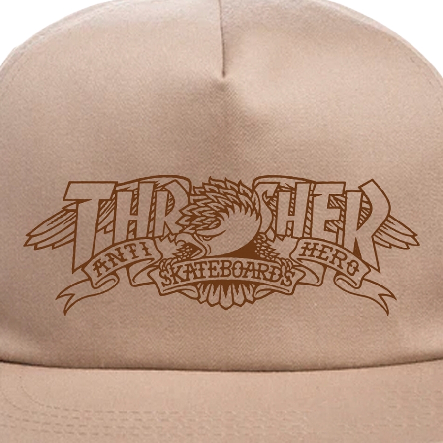 Thrasher X Antihero Mag Banner Khaki Snapback Hat