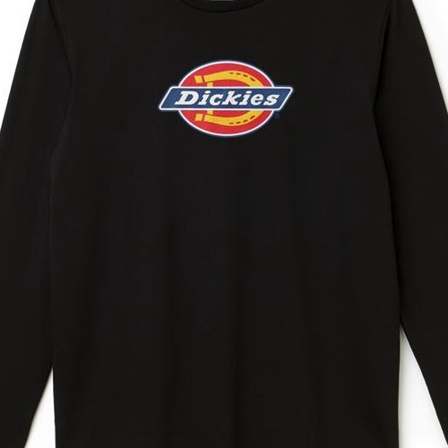 Dickies Jersey Brand Logo Print Black Long Sleeve Shirt