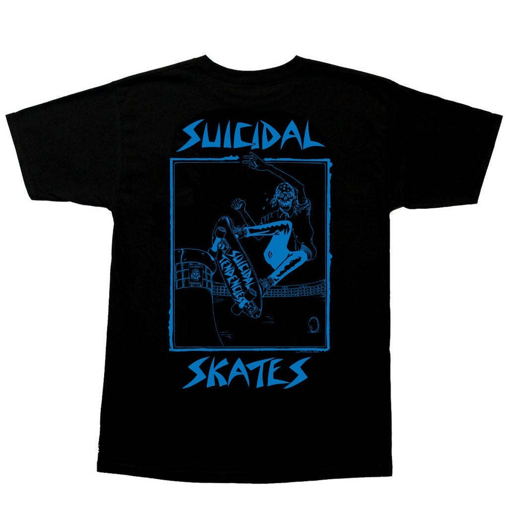 Dogtown Suicidal Skates Pool Skate Black Blue T-Shirt