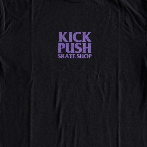 Kick Push Skate Shop Logo Black Purple Mens T-Shirt