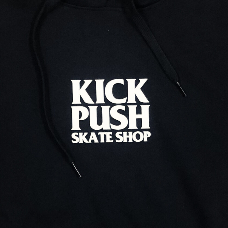 Kick Push Skate Shop Logo Black White Hoodie [Size: S]