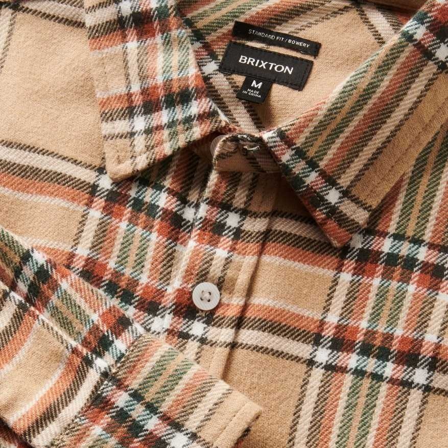 Brixton Bowery Flannel Sand Off White Terracotta Button Up Shirt