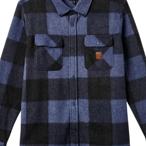 Brixton Bowery Arctic Stretch Fleece Washed Navy Black Button Up Shirt