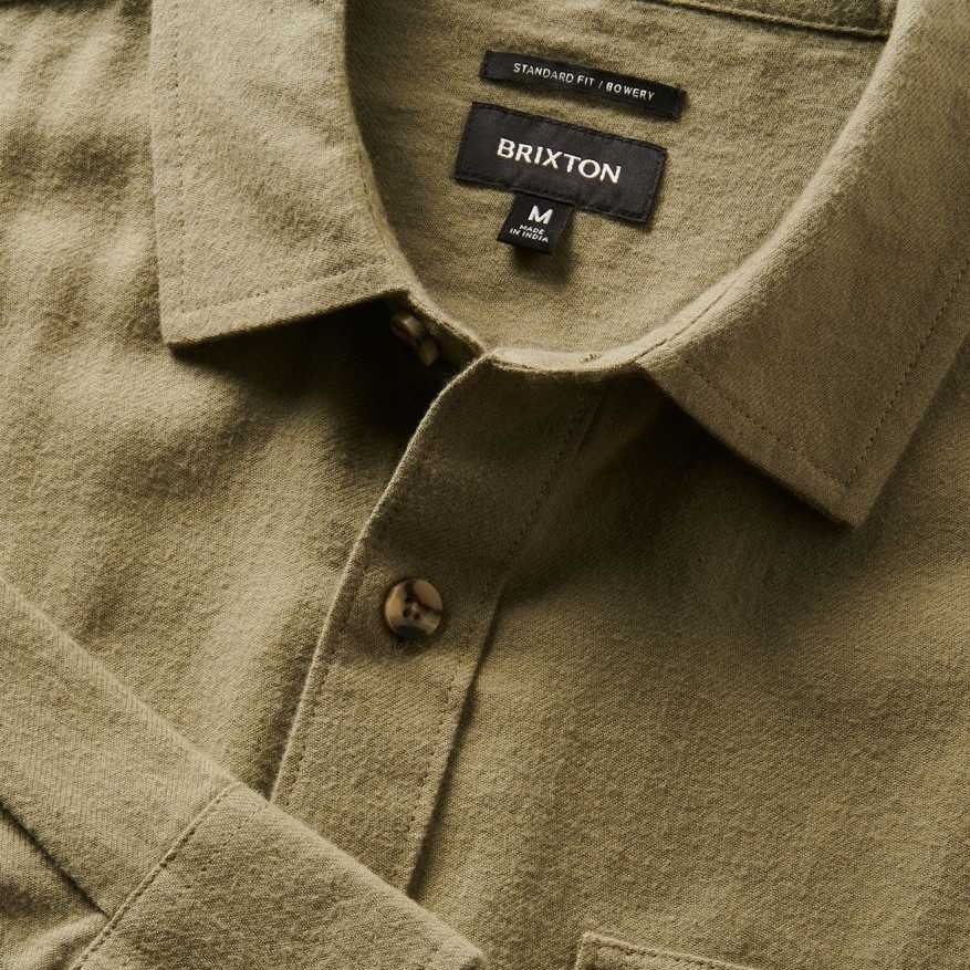 Brixton Bowery LW Ultra Flannel Olive Surplus Button Up Shirt