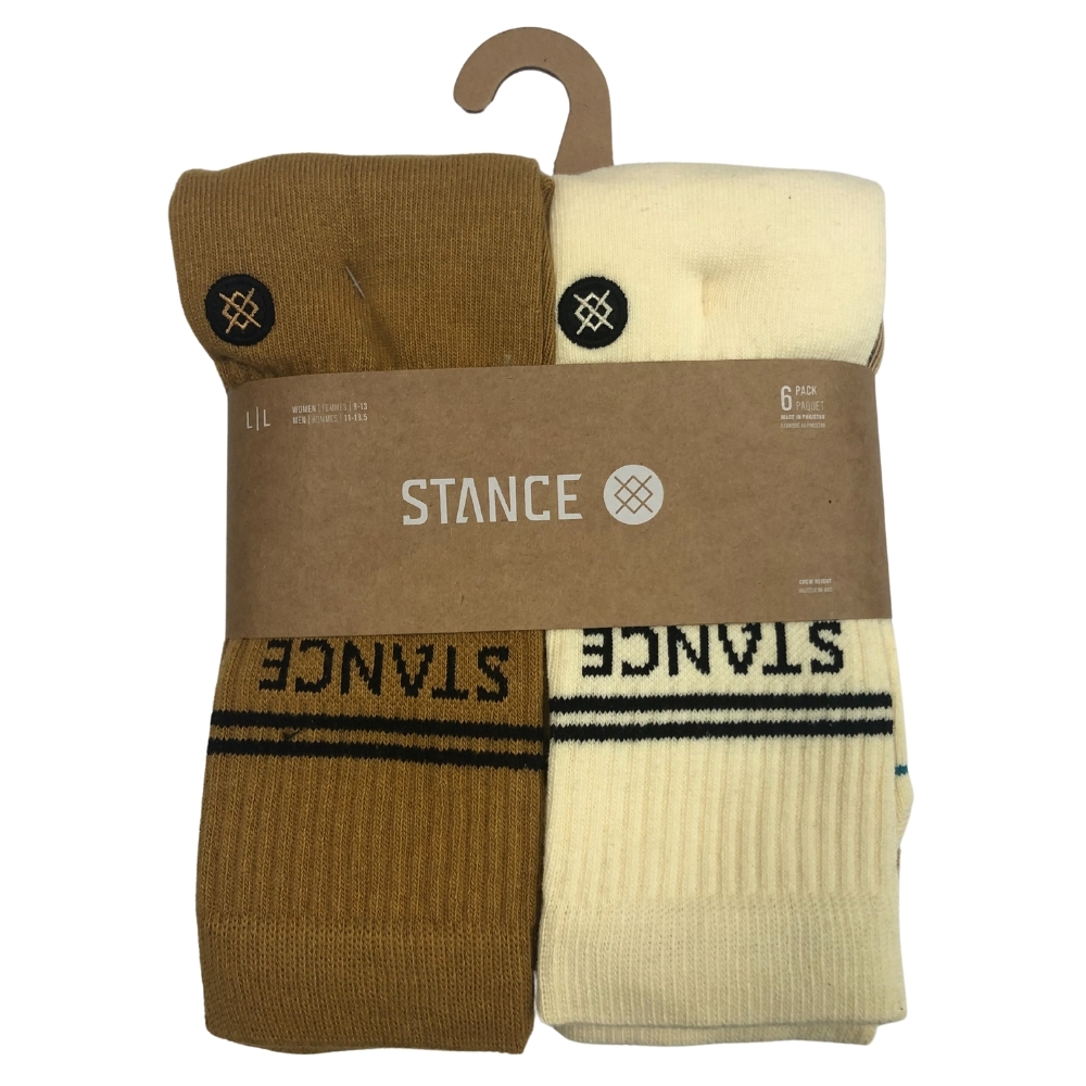 Stance Basic Crew 6 Pack Cream Large Mens Socks