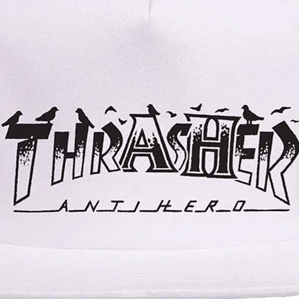 Thrasher X Antihero Pigeon Mag White Snapback Hat