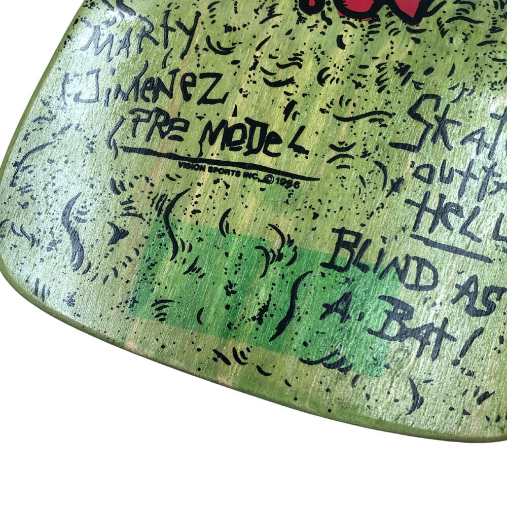 Vision Original Jinx Modern Concave Lime Green Reissue Skateboard Deck Discoloured