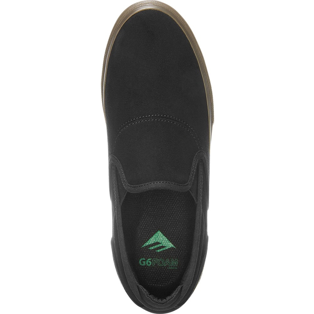 Emerica Wino G6 Slip On Black Gum Dark Grey Mens Skate Shoes