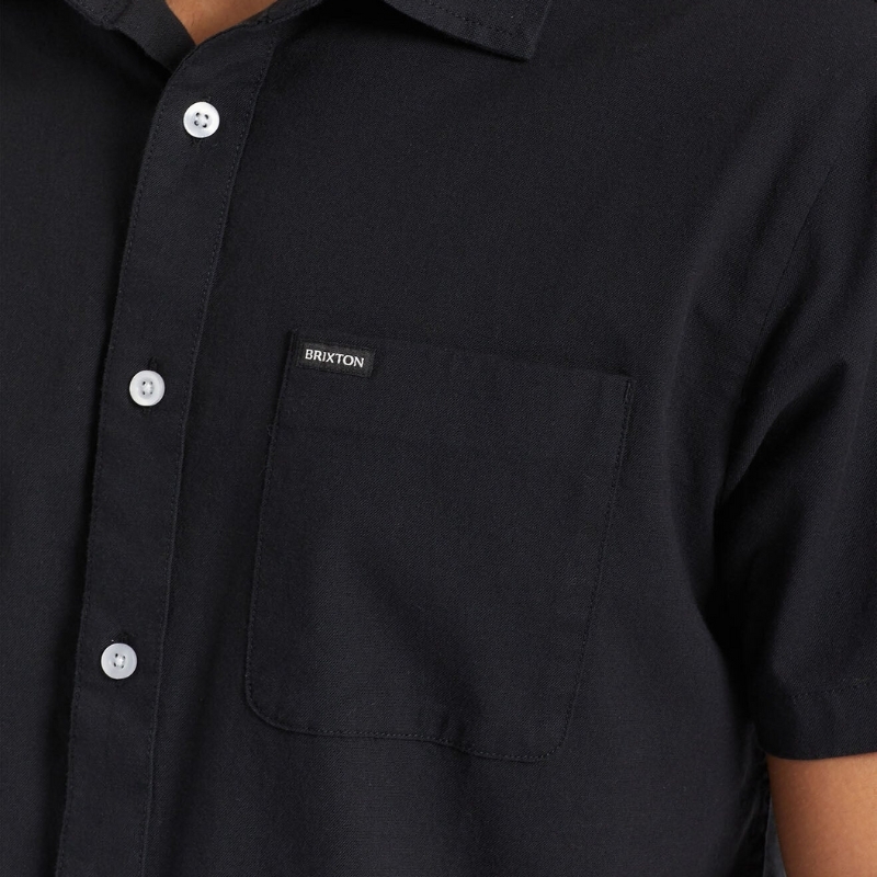 Brixton Charter Oxford Woven Black Button Up Shirt [Size: M]