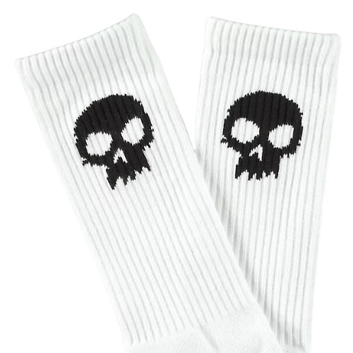 Zero Skull Crew White Socks