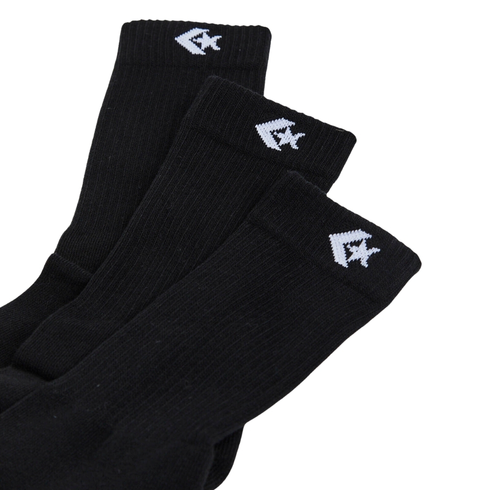 Converse Star Chevron Crew Black White Size 6-10 3 Pack Socks