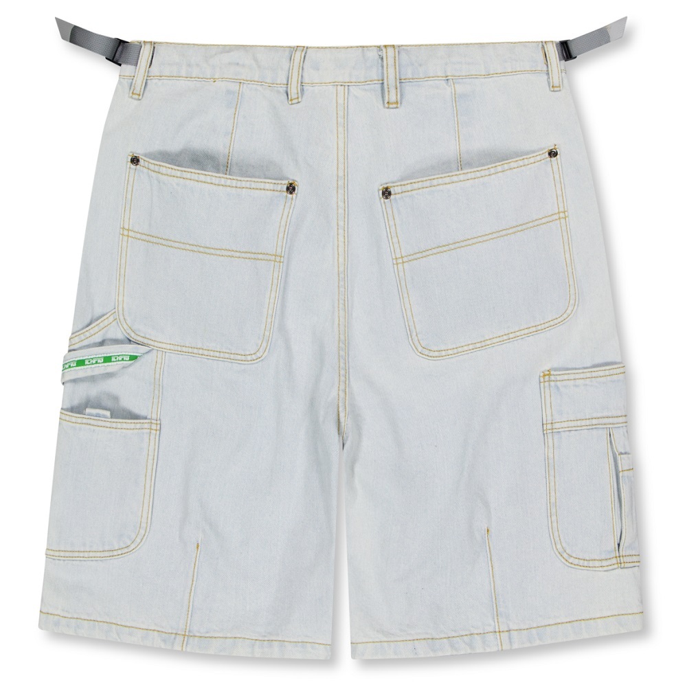 Ichpig Denim Utility Light Washed Indigo Shorts [Size: S]