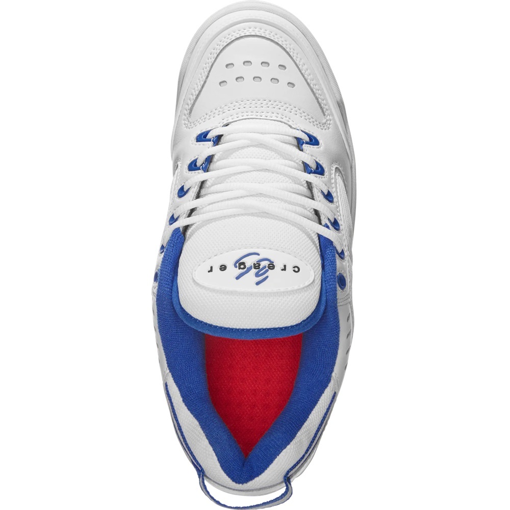 Es Creager White Blue Mens Skate Shoes