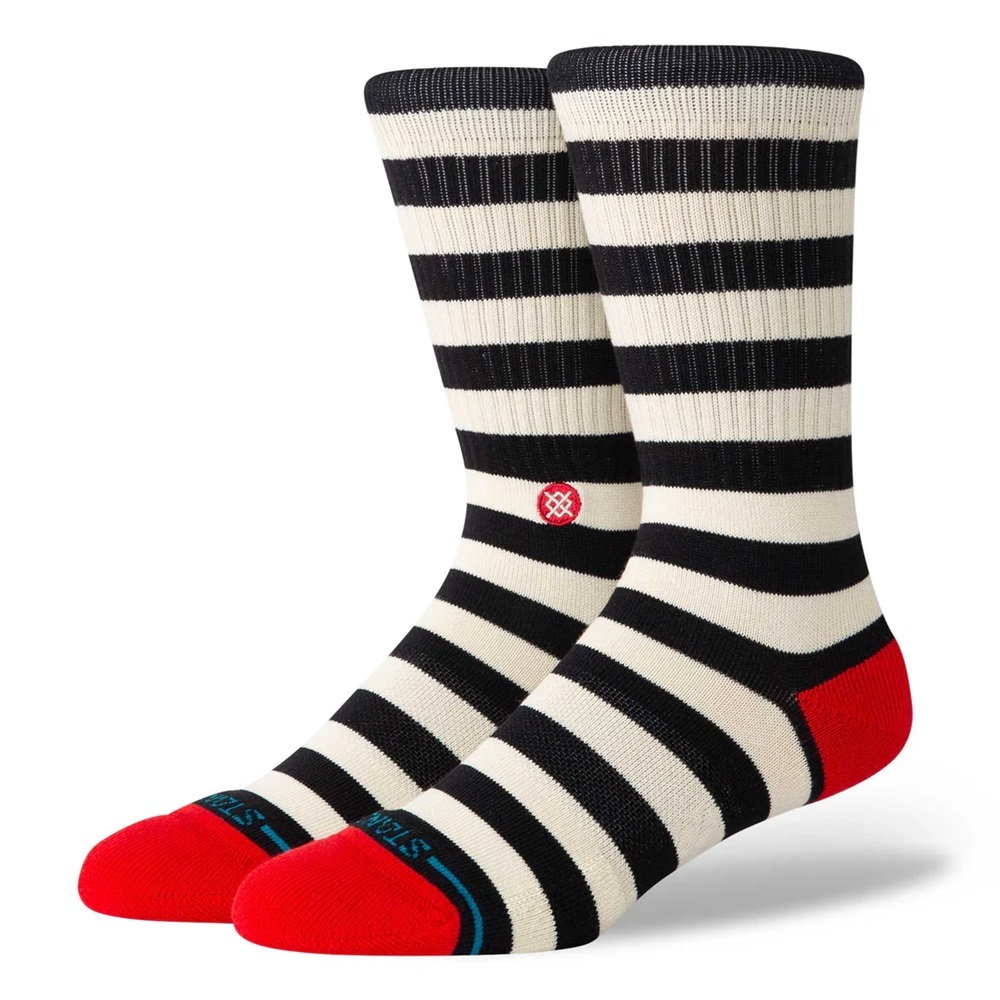 Stance Breton Crew Black White Large Mens Socks