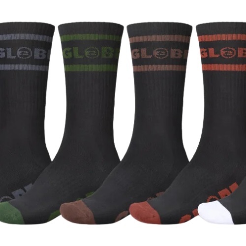 Globe Tilt Hi Crew Black Assorted 5 Pairs Mens Socks