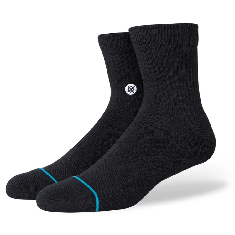 Stance Icon Quarter 3 Pack Black Large Mens Socks