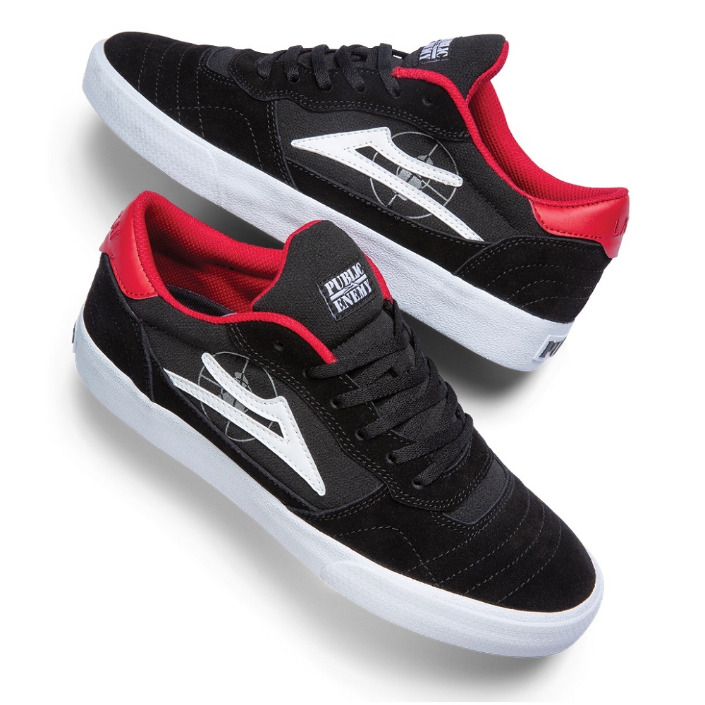 Lakai X Public Enemy Cambridge Black Red Mens Skate Shoes