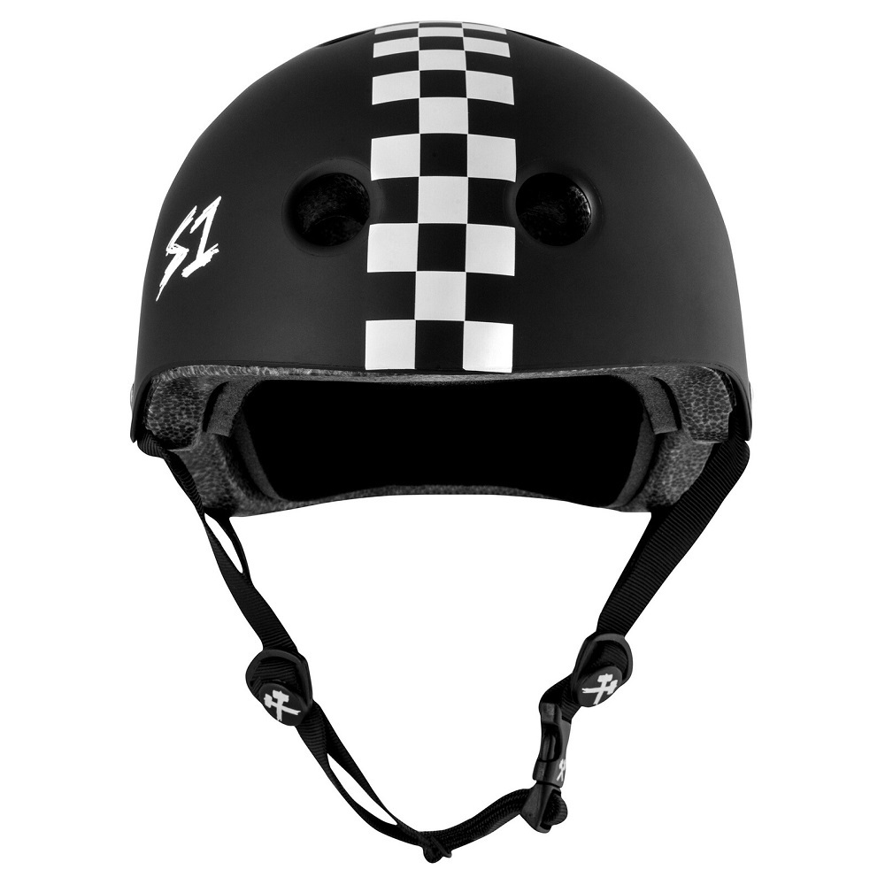 S1 S-One Lifer Certified Black Matte White Checkers Helmet [Size: S]