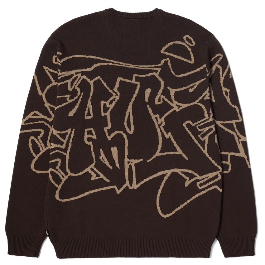 Huf Outlines Sweater Espresso Crew Jumper