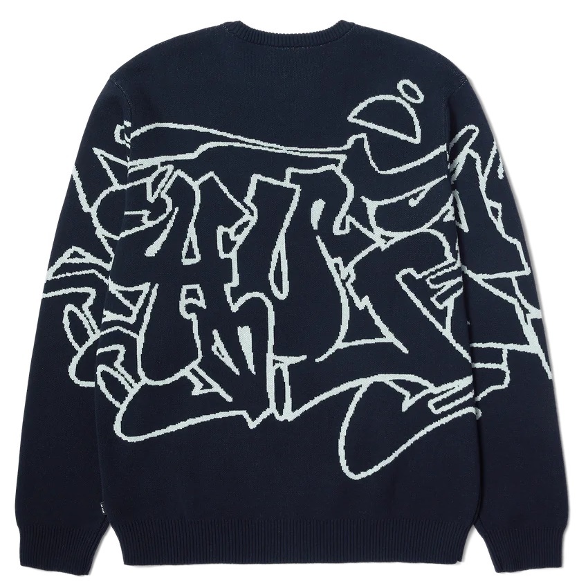 Huf Outlines Sweater Navy Crew Jumper