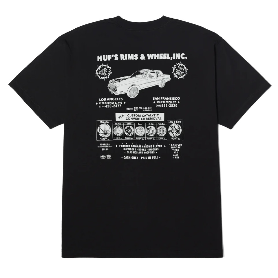 HUF Rim & Wheel INC Black T-Shirt [Size: S]