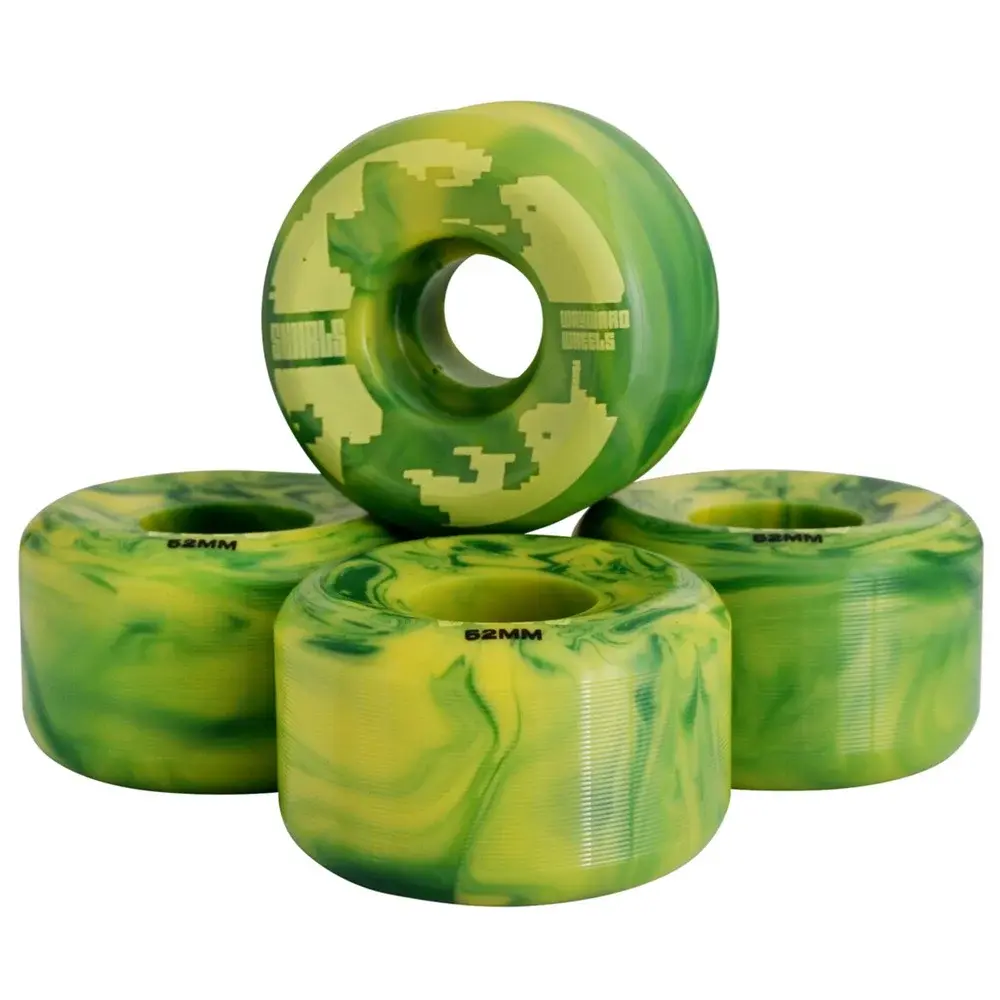 Wayward Green Yellow Swirl Formula 83B 52mm Skateboard Wheels