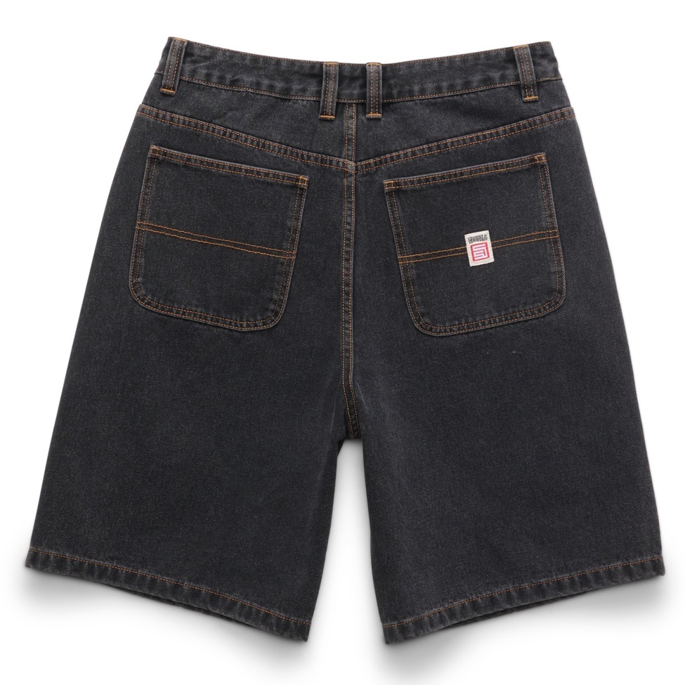 S-Double Denim Washed Black Shorts