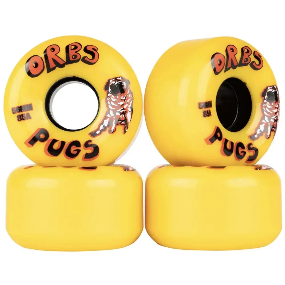 Welcome Orbs Pugs Yellow 85A 56mm Skateboard Wheels