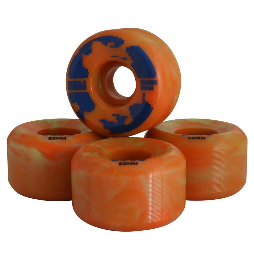 Wayward Fluro Orange Light Green Swirl Formula 83B 53mm Skateboard Wheels