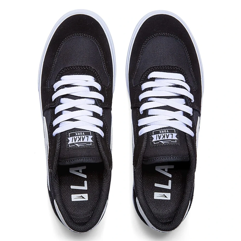 Lakai York Black White Suede Mens Skate Shoes