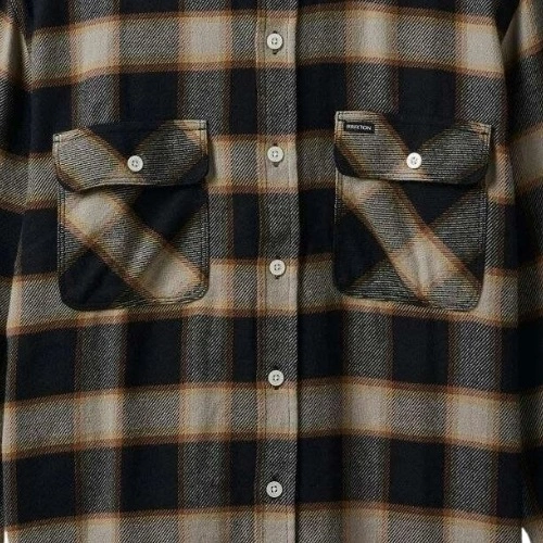 Brixton 20th Anniversary Bowery Flannel Black Cream Button Up Shirt