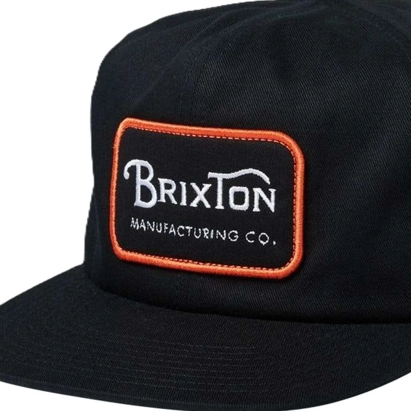 Brixton Grade Black Orange White Snapback Hat