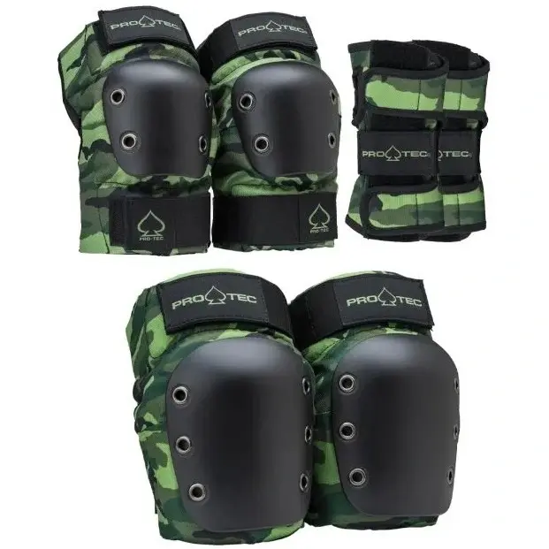 Protec Knee Elbow Wrist Street 3 Pack Camo Protective Pad Set