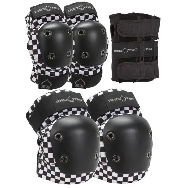 Protec Knee Elbow Wrist Street 3 Pack Checker Protective Pad Set