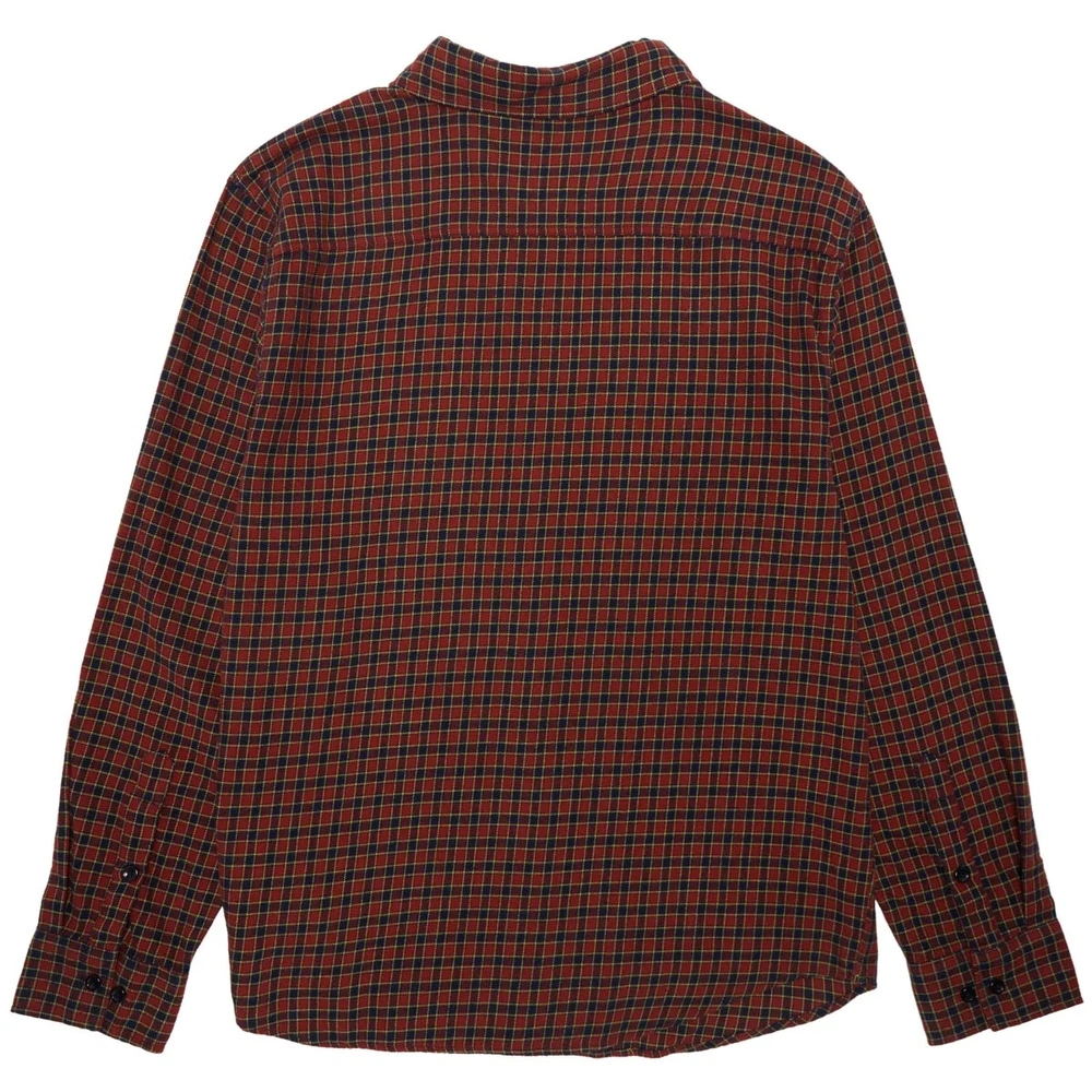 Baker Flames Plaid Flannel Button Up Shirt